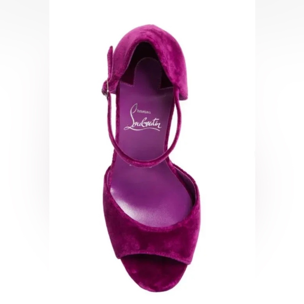 Christian Louboutin Sandaloo Platform Sandals – Size 39.5 – Purple Velvet - Picture 4 of 11